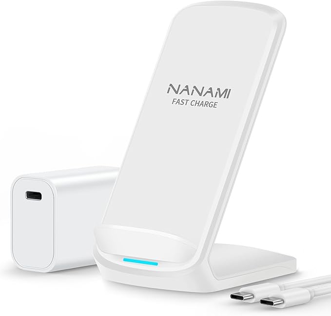 NANAMI Fast Wireless Charger, 10W Max Wireless Charging Stand with PD20W Adapter Charger Compatible for iPhone 17/17 Air/17 Pro/17 Pro Max/16/15/14/13/12,Samsung Galaxy S26/S25/S24/S23/S22/S21/Note 20
