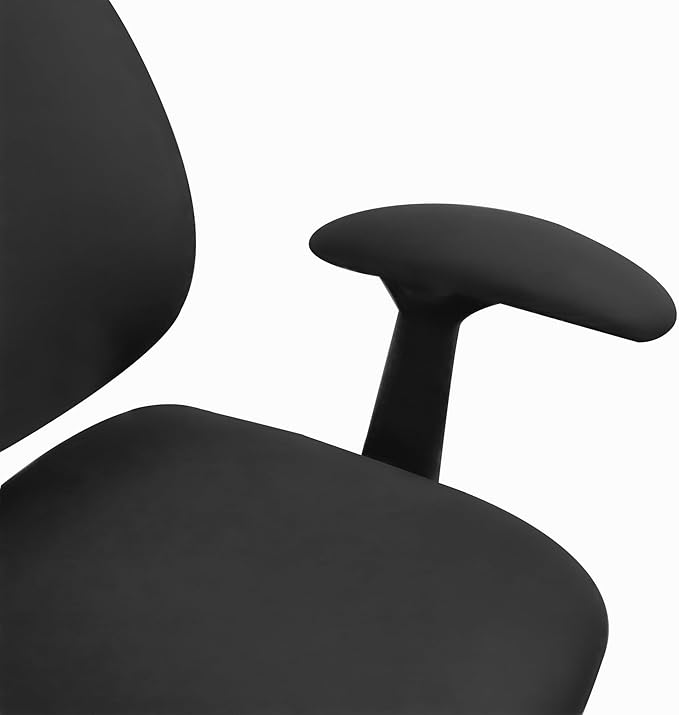 Office Chair 4 Pieces Seat and Back Cover with Armrest Covers Stretch Black Split Office Desk Chair Slipcovers Washable