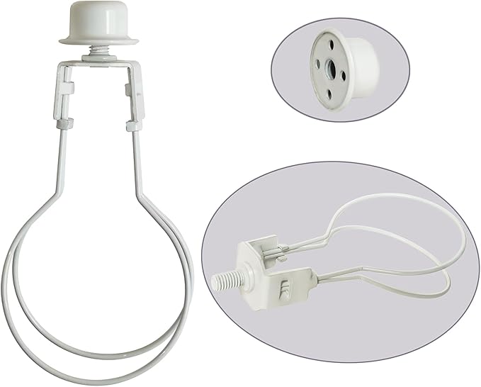 GY & CK® Clip on Lampshade Adapter, Lamp Shade Light Bulb Clip Adapter, Lamp Shade Holder for Light Bulbs Attaching Finial 2 Pack (White)