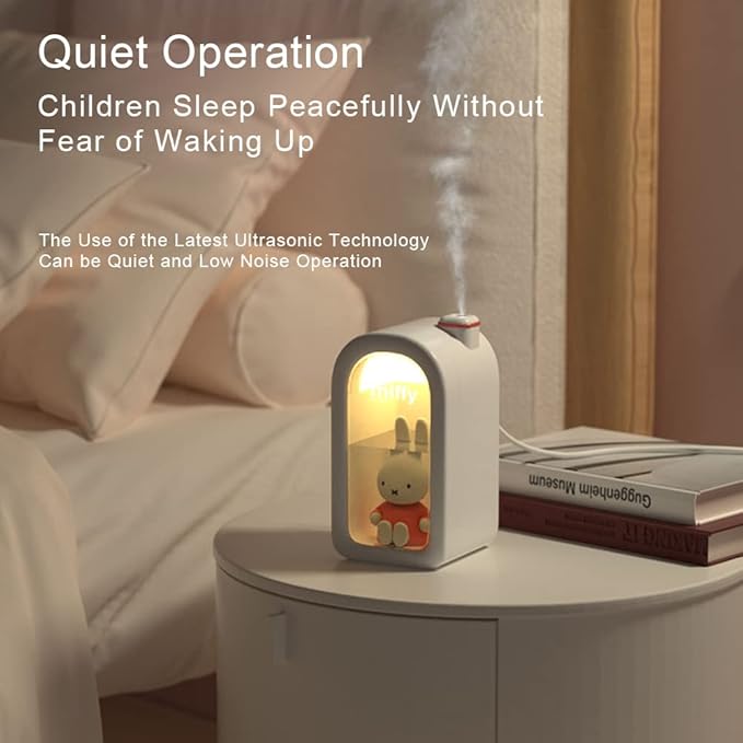 Mipow X Miffy Cool Mist Humidifier - Ultrasonic Quiet, Mini Cute Humidifier with Night Light, 380ml Humidifiers for Bedroom/Babies Nursery/Office