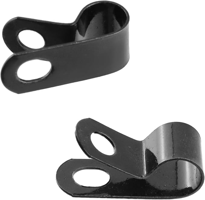 Antrader Fence Wire Clamps, 100Pcs R-Type Agricultural Fencing Mounting Clips, 8mm/0.31" Cable Management Cord Organizer with Screws to Vinyl, Wood or Metal Fence