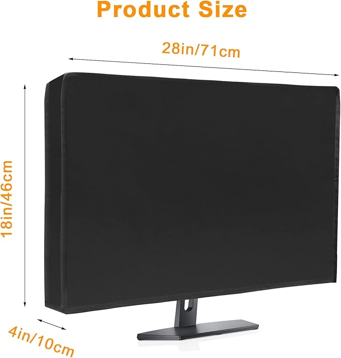 Waterproof Computer Monitor Dust Cover, Luxiv Black Full Body Cover for Computer Screen Anti-Static LCD-Silky HD Panel Dust Protective Sleeve (28W X 18H X 4D)