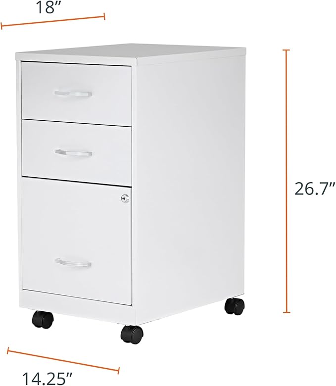Lorell LYS SOHO The 3-Drawer Organizer Cabinet, White