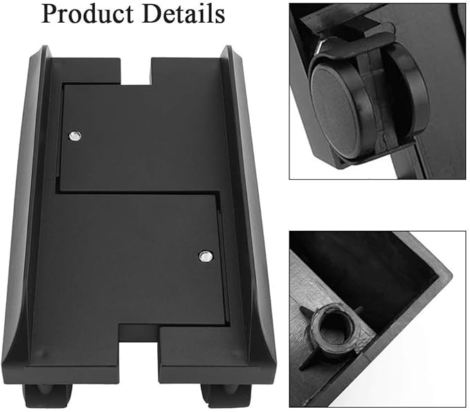 Universal ABS PC Computer Tower Stand Holder, Adjustable Width, Rolling Caster Wheels, 6-10 inches, Black