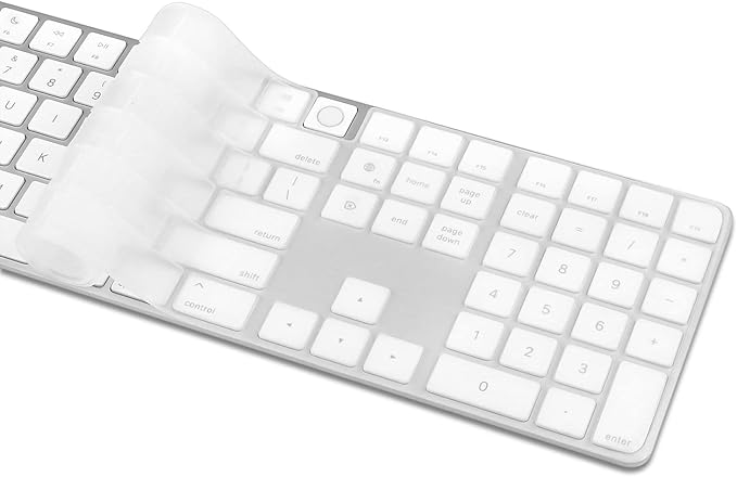 ProElife Ultra Thin Silicone Keyboard Cover Skin for 2022 Mac Studio & 2021 Apple iMac 24'' M1 Chip Magic Keyboard 2 with Numeric Keypad Touch ID A2520 Accessory U.S Enter Soft Protector, Transparent
