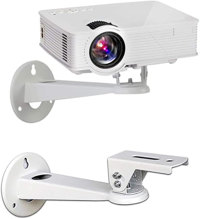 Drsn Mini Projector Wall Mount Bracket, Universal 360° Rotation, 7.8in Adjustable Arm, for CCTV Security Camera, Webcam, Small Projector (White, 8 lbs)