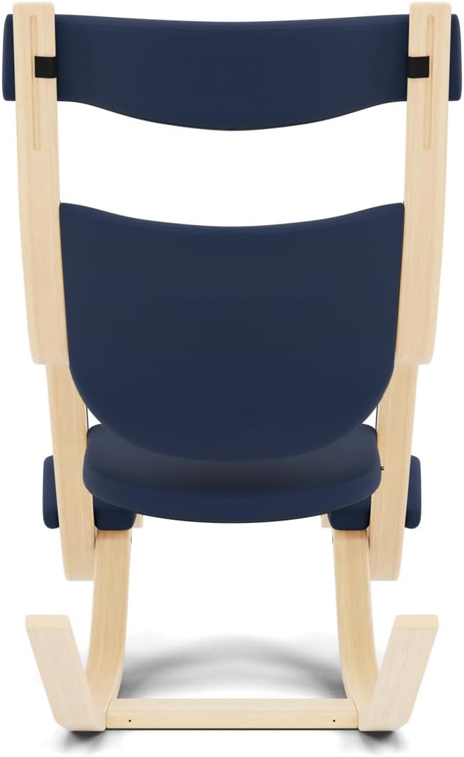 Varier Gravity Balans Recliner and Kneeling Chair Designed by Peter Opsvik, Relax Into Weightlessness, 10-Year Limited Warranty, Blue Revive Fabric with Natural Ash Base