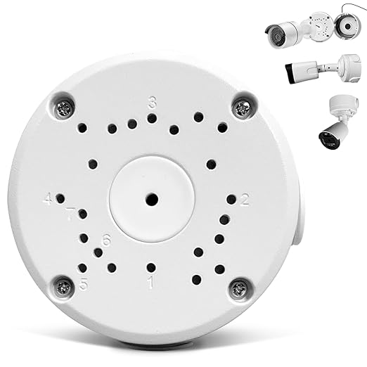 OOSSXX Metal Junction Box Mount Bracket, Universal for Bullet Security Camera, Aluminum Waterproof Hide Cable Junction Box Compatible with Solar Panel, Fits Wall Ceiling (White 1-Pack)
