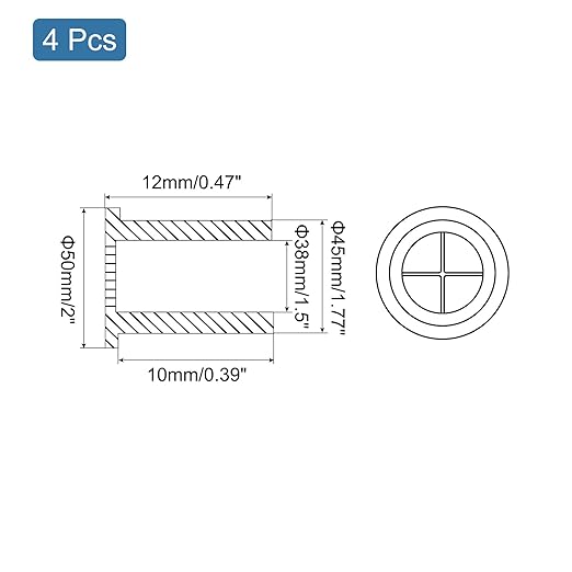 uxcell 4 Pcs Cable Cord Grommet, 1-3/4 Inch (45mm) Desk Grommet Flexible Rubber Grommets Wire Hole Cover Pass Through for Office Computer Desk Wire Organizer, Black