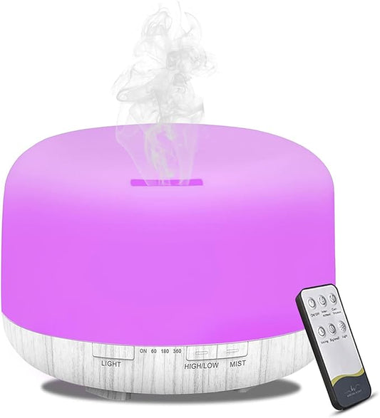Humidifiers for Bedroom Large Room Home Baby Kids Whole House Hotel Office Desk Plant,500ml Portable Aromatherapy Essential Oil Diffuser Cute Ultrasonic Cool Mist Humidifier with Light Remote