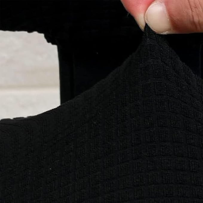 Sunnyway Stretchable Office Chair Seat Cover, Elastic Chair Slipcover with Tie Straps, Dining Chair Slipcover Machine Washable, Fits Seat Size 17.7"-21.7" (Black)