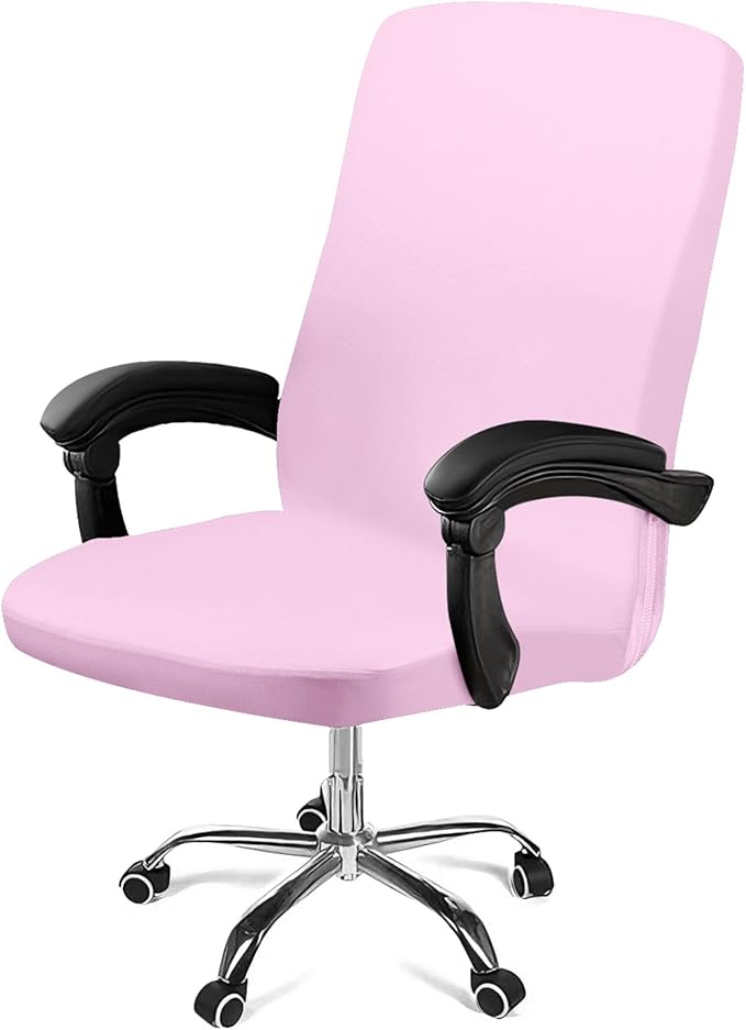 Tallew Office Chair Cover Stretchable Computer Universal Chair Seat Covers Removable Desk Chairs Slipcovers Washable Office Cushion Backrest for Rotating(Pink)