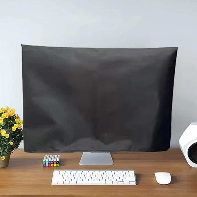 Computer Monitor Dust Cover Anti-Static Dustproof Protective Cover for LCD/LED/HD Panel Case Computer Sleeve Compatible with PC, Desktop and TV (24inch,Black)