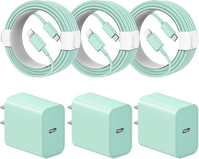 iPhone 14 13 12 11 Charger Fast Charging iPhone Fast Charger 3-Pack 20W iPad Chargers 6FT C Chargers Fast Charging Cord Whit iPhone 14/14 Max/13 Pro/13/12 Mini/12 Pro Max/11 Max/Xs and iPad(Green)