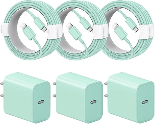 iPhone 14 13 12 11 Charger Fast Charging iPhone Fast Charger 3-Pack 20W iPad Chargers 6FT C Chargers Fast Charging Cord Whit iPhone 14/14 Max/13 Pro/13/12 Mini/12 Pro Max/11 Max/Xs and iPad(Green)