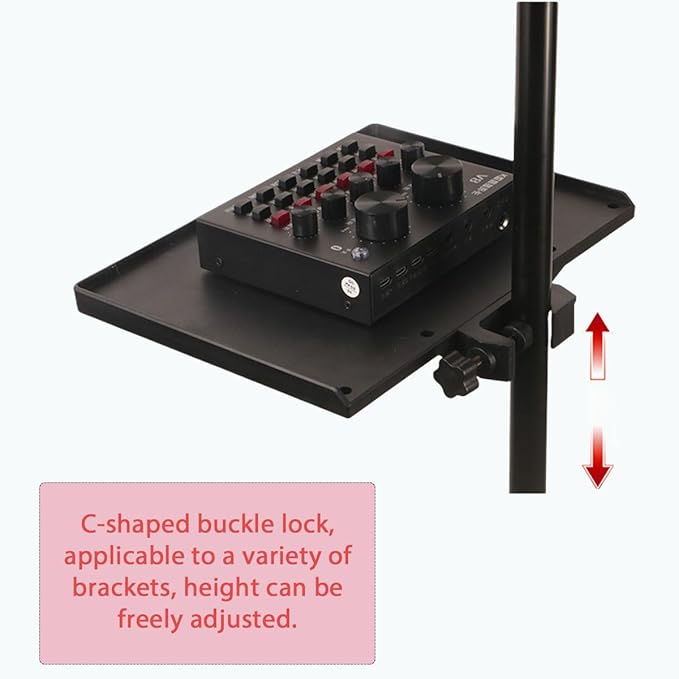 2 Pcs Universal Microphone Stand Tray, Adjustable Clamp-On Rack Tray Holder Mic Rack Stand Tray for Music Sheet, Live Streaming, Karaoke, Recording, Music Stand Accessories（6.8X9.4inches）