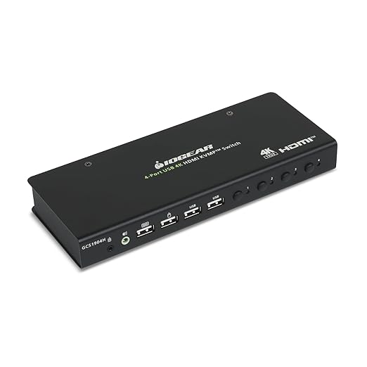 IOGEAR 4-Port 4K KVM Switch with HDMI Connection, Control 4 Computers with one Monitor, Keyboard, & Mouse - up to 4096x2160 @60 Hz or 5120x1440 @60Hz - Windows, Mac, Linux, GCS1904H