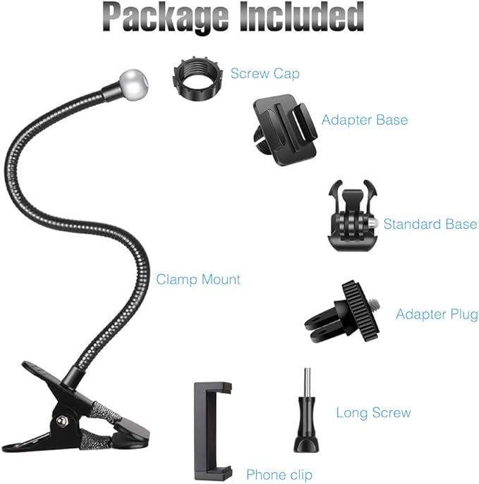 Webcam-Stand-Mount Phone Camera Desk-Clamp-Holder - 27 Inch Flexible Gooseneck Arm Mount Stand for Phone Gopro Hero Webcam C922 C930 C930e C920 Brio 4K C615 C922x C925e C920s C270 C310