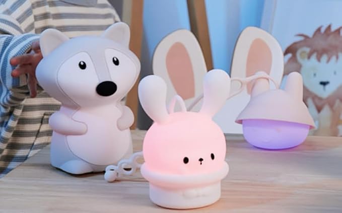 Baby Night Light for Car Seat- Dimming Function 9 Colors Changing Eye Caring Portable Rechargeable & Timing Bedside Lamp Light Up Toddler Bed Room Travel Essentials Squishy Silicone Infant BPA Free