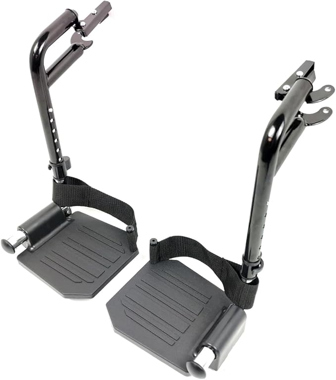 Economy Footrest for Standard Wheelchairs and Transport Chair, Composite Footplates And Heel Loops,Universal Swing-Away Footrests, wheelchair replace parts.Same function as T93HEP, PH-SF.(1 Pr, Black)