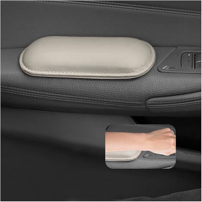 Stacool 2PCS Car Door Armrest Pads,Soft Leather+Memory Foam Car Knee Pads for Arm Support&Protect Elbow and Knee,Universal Car Elbow Pads Car Accessories Interior (Beige)