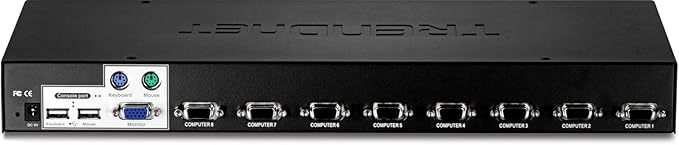 TRENDnet 8-Port USB/PS2 Rack Mount KVM Switch, TK-803R, VGA & USB Connection, Supports USB & PS/2 Connections, Device Monitoring, Auto Scan, Audible Feedback, Control up to 8 Computers/Servers