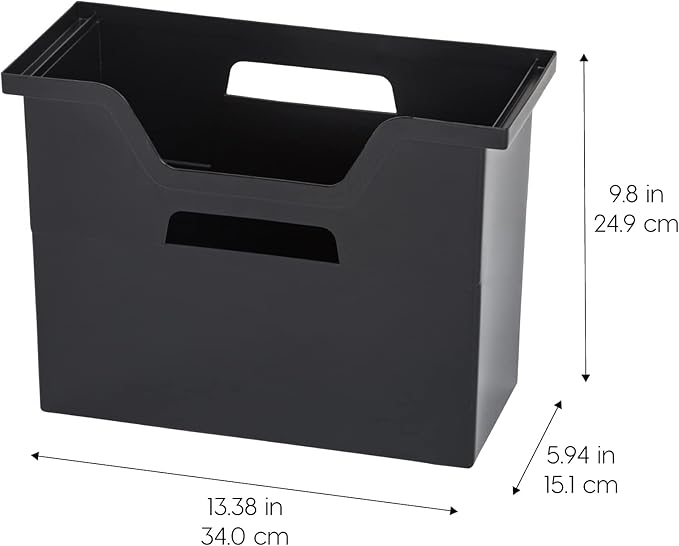 IRIS USA Medium Portable Desktop File Box with Open Lid, 6 Pack, Side Handles, Hanging File Folders, Tabs & Inserts, Letter Size, Magazines, Newspapers, Mail, Books, Notebooks, Black