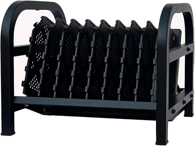 Workington 8-Device Open Desktop School Charging Cart Station for Ipads, Chromebooks, Tablets and Laptops Computer with Power Strip Included, Assembly Required, 1004 Black