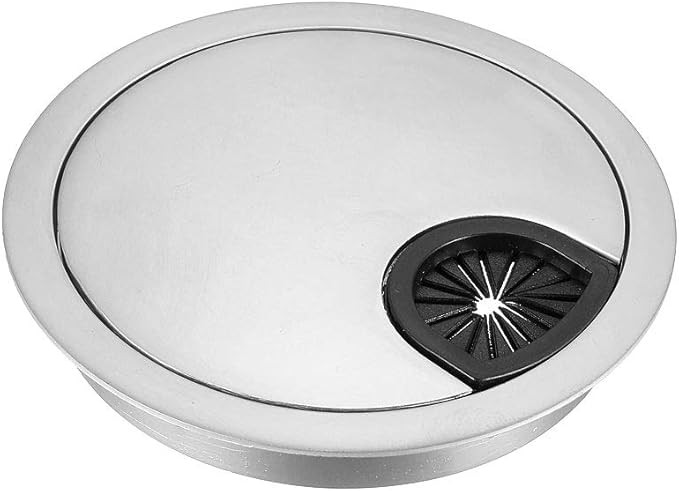 uxcell Cable Hole Cover, 3.1Inch/80mm Zinc Alloy Desk Wire Cord Cable Grommets Hole Cover for Office PC Desk Cable Cord Organizer, Silver Tone
