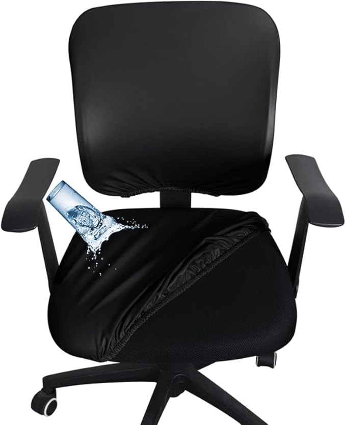 lygooh Waterproof Seat Covers Stretchable Desk Chair Cover Leather Computer Chair Slipcover Removable Washable Rotating Chair Covers for Rotating Office Chair Seat
