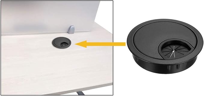 uxcell Cable Hole Cover, 2.1Inch/53mm Zinc Alloy Desk Wire Cord Cable Grommets Hole Cover for Office PC Desk Cable Cord Organizer, Black
