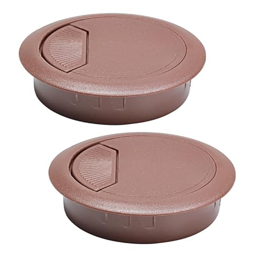 EASYEAH 5 Pcs Desk Grommet 3-1/8" / 80 mm, Desk Cord Hole Cover, Cable Grommet ABS Plastic, Desk Hole Grommet for Home & Office Pc, Detachable Adjustable Cable Cord Organizer-Reddish Brown