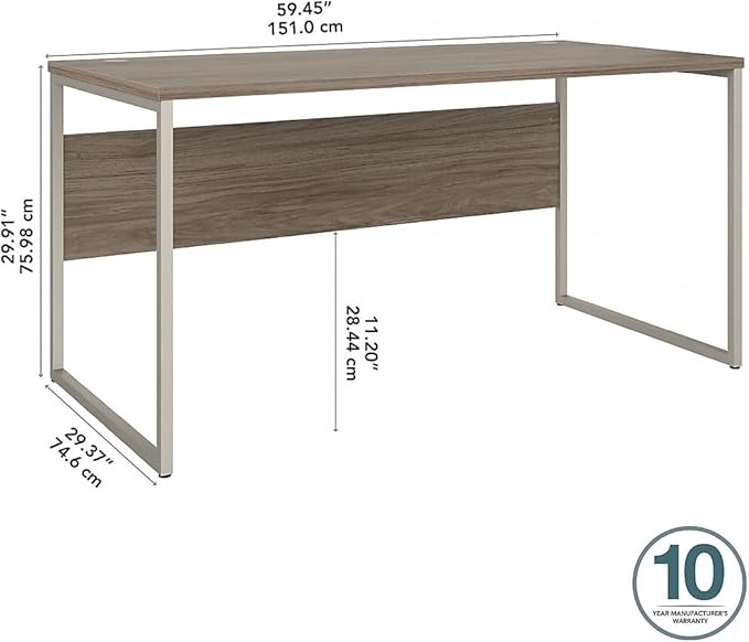 Bush Business Furniture Hybrid 60W x 30D Computer Table Desk with Metal Legs in Modern Hickory