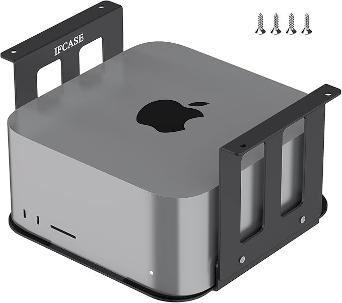 IFCASE Aluminum Under Desk Mount for Mac Studio M4 M3 M2 M1 Max, Ultra with Anti-Scratch Pad (Black)