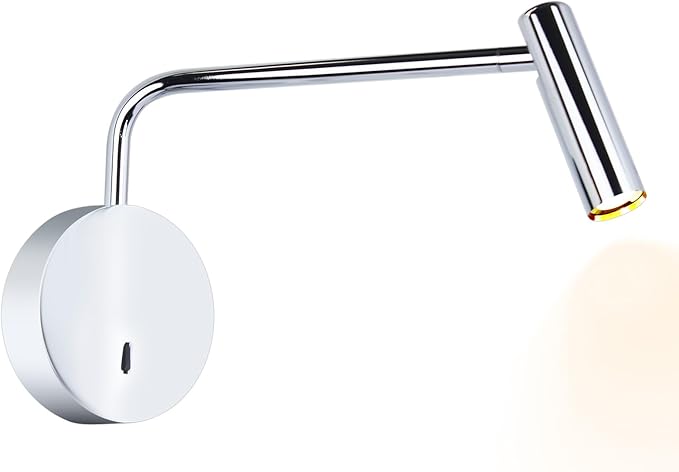 ZEROUNO Wall Mounted Lamp, Hardwired LED Wall Sconce with Switch on/Off Modern 3000K Swing Arm Bedside Indoor Wall Mount Lamp (Chrome)