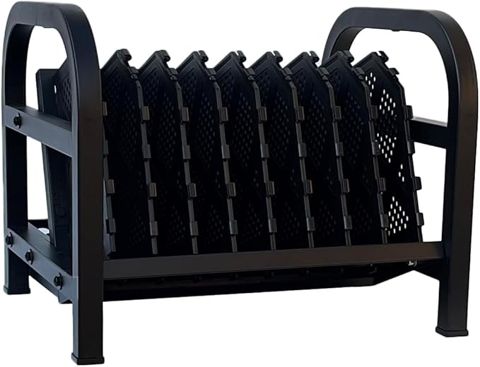 Workington 8-Device Open Desktop School Charging Cart Station for Ipads, Chromebooks, Tablets and Laptops Computer with Power Strip Included, Assembly Required, 1004 Black