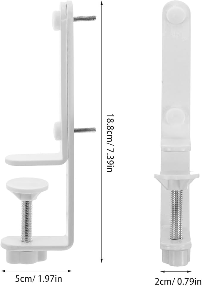 NUOBESTY Clamp On Pegboard Holder Desk Mount, White Metal No Drill T-Shaped Bracket for Gaming Setup, Side Storage Organizer Accessories for Workstation