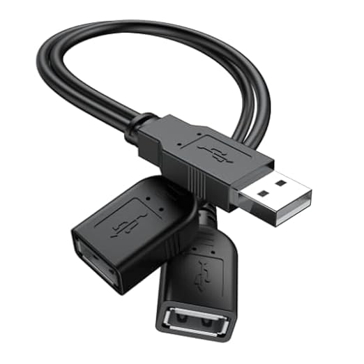 【2026 Upgraded】 USB 2.0 A Male to 2 Dual USB Female Jack Y Splitter Hub Power Cord Extension Adapter Cable (Not Supporting CarPlay and Android Auto)