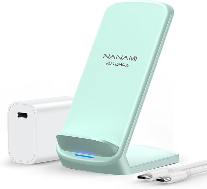 NANAMI Fast Wireless Charger, 10W Max Wireless Charging Stand with PD20W Adapter Charger Compatible for iPhone 17/17 Air/17 Pro/17 Pro Max/16/15/14/13/12,Samsung Galaxy S26/S25/S24/S23/S22/S21/Note 20