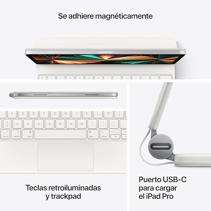 Apple Magic Keyboard: iPad Keyboard case for iPad Pro 11-inch (1st, 2nd, 3rd, 4th gen) and iPad Air (4th, 5th gen, and M2), Great Typing Experience, Built-in trackpad, Spanish (Latin Am) - White