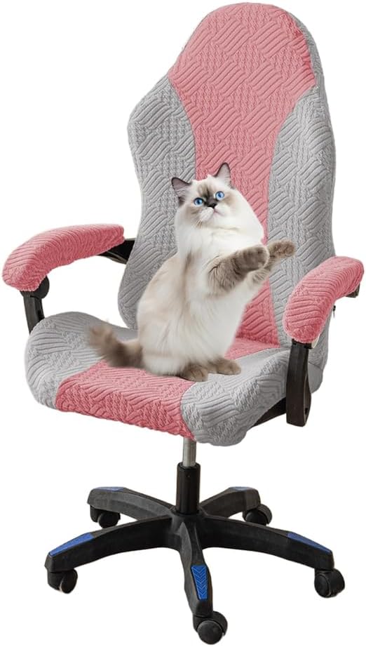 Gaming Chair Cover - Stretchable Machine Washable Fabric Computer Chair Seat Slipcovers Fits Most Office/PC Chairs & Racing Style Seats (NO Chair),Pink b