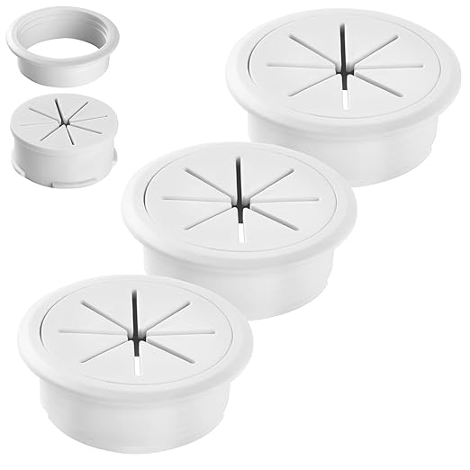 Desk Grommet 2 Inch (50 mm) 3 Pieces, Desk Hole Cover for Cables White, ABS Plastic Grommet Hole Cover for Wires Cables Through the Countertop by XIOGZAXI