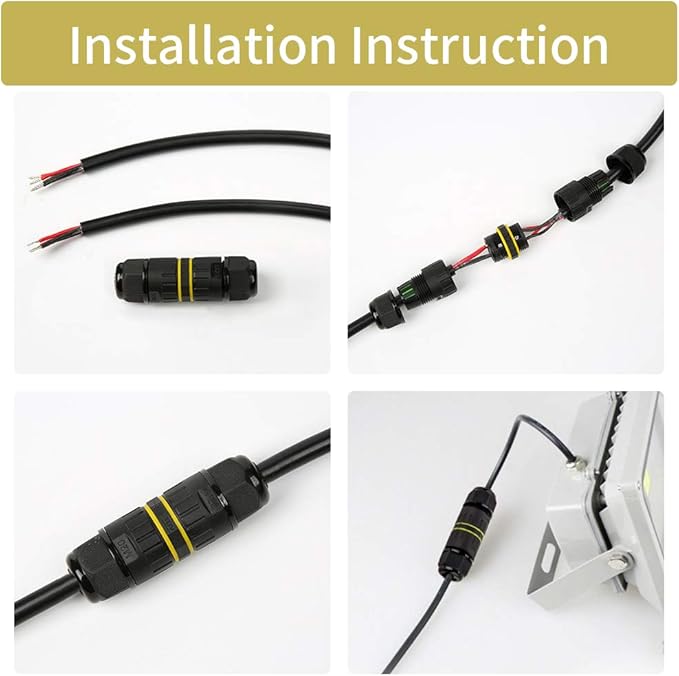 IP68 Waterproof Junction Box Outdoor External Sleeve Coupler,M20 Cable Connector Ø5-12mm Wire Range(AC 400V, 24A),UL for Outdoor,2 Way 4Pin 5Pack