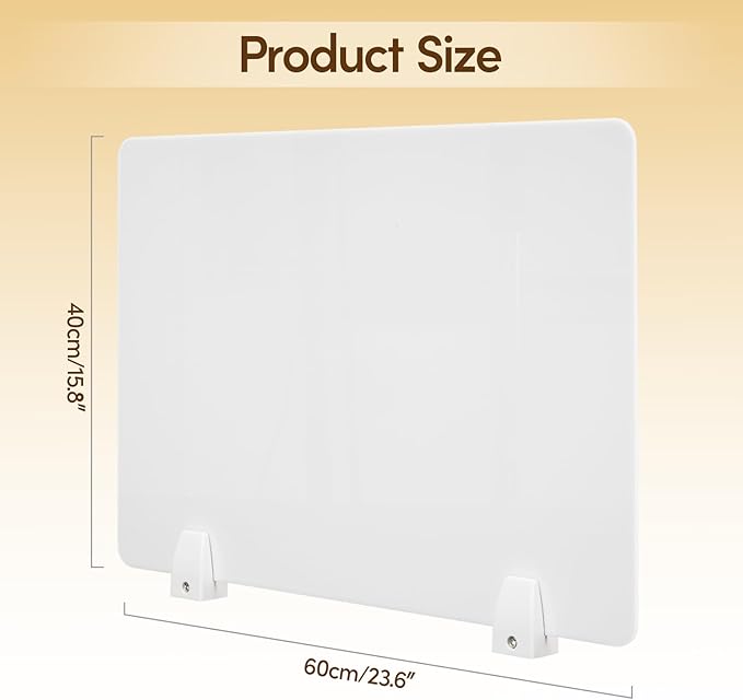 tonchean 4PCS Acrylic Desk Dividers - 23.6”L x15.8”W White, Office Privacy Partitions with Clamps, Plexiglass Protective Shields for Offices Schools Call Centers