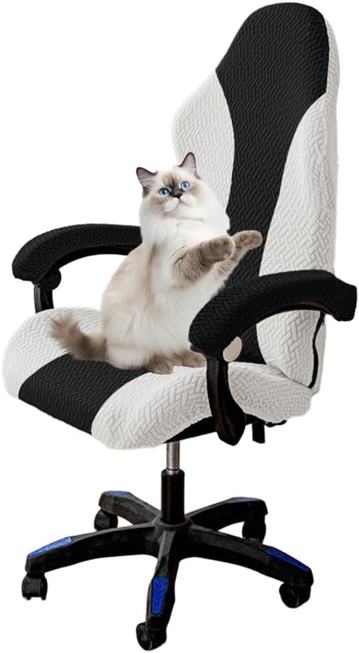Gaming Chair Cover - Stretchable Machine Washable Fabric Computer Chair Seat Slipcovers Fits Most Office/PC Chairs & Racing Style Seats (NO Chair),Black b