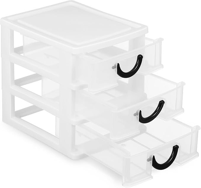 SEWACC Mini Plastic Drawers Organizer Clear Desktop Storage Drawers Containers for Home Office