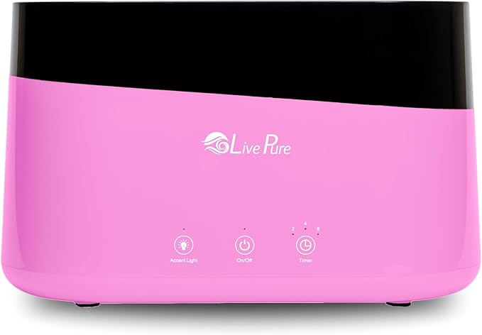 LivePure LP300HUM Aqua Flame Cool Mist Humidifier – Small Ultrasonic Plant Humidifier Indoor with Essential Oil Diffuser – Dorm Essentials, Apartment, Desks & Home Office Rose Quartz - 0.20 Gal/ .75L