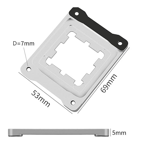 CPU Holder AM5 Anti-Bending Contact Frame with 4Pcs Screws & 1x Screwdriver & 1x Heat Dissipation Corrective Anti-Bending Fixing Frame 2.95x2.2inch (Silver)