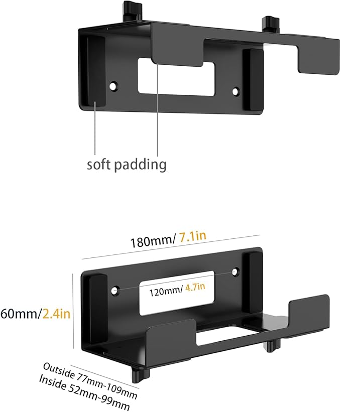 Monzlteck Adjustable Wall and Under Desk Mount Bracket for Gaming Consoles（Xbox 360,ONE,PS5 Slim,PS4,PS3, DVD Players,Cable Box, PC and More, Mounting Template Include