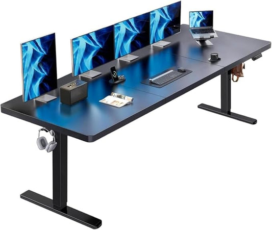 HUANUO Electric Standing Desk, 83 x 30 inch Large Height Adjustable Table, Powerful Brushless Motor, 4 Memory Preset, Sit Stand Up Desk, Home Office Computer Table with Thick T-Shaped Frame